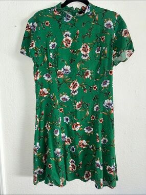 Forever 21 Green Floral Mini Dress with Multicolor Blooms